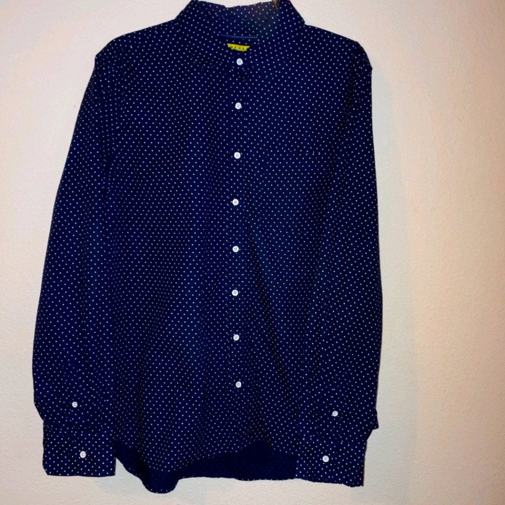 Prince & fox polka dot button down xl navy white - Picture 1 of 8